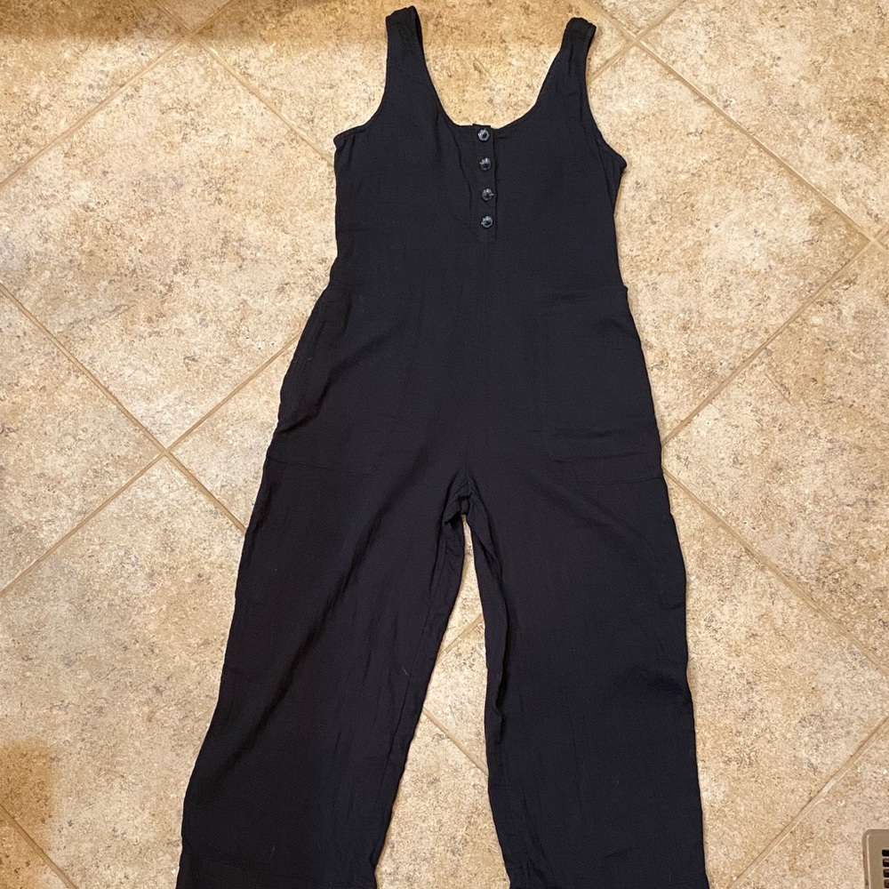 Prana Black Sleeveless Button-Front Romper
